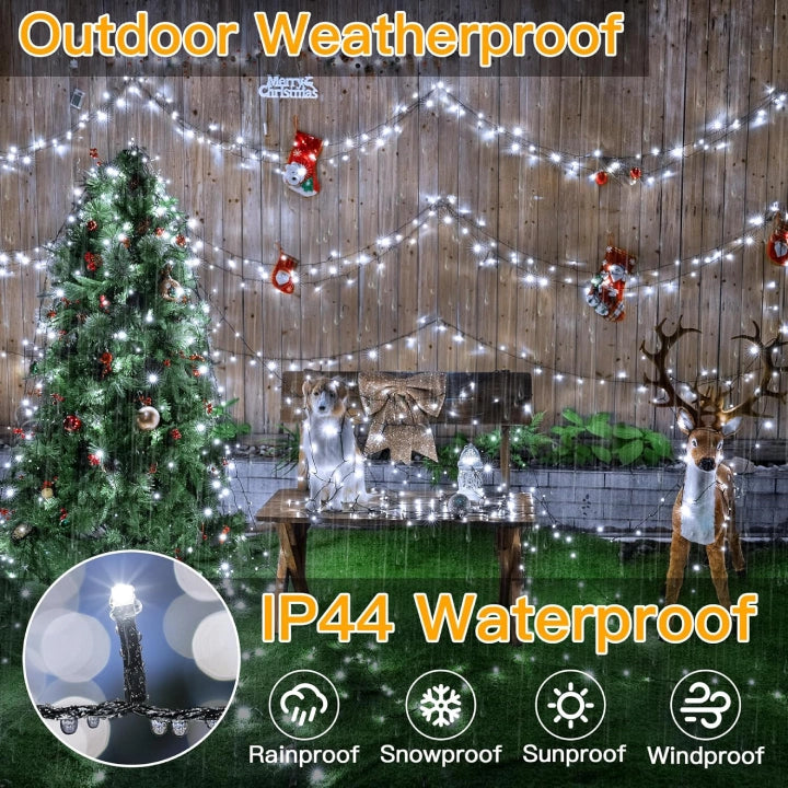 
                  
                    Ollny 500 LED 164ft Cool White Christmas Lights (Green Cable, Plug in, 8 Modes, IP44 Waterproof)
                  
                