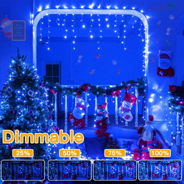 
                  
                    Ollny 504 LED 41ft Blue Icicle Christmas Lights (Clear Cable, Plug in, 8 Modes), Connectable up to 3 Sets
                  
                