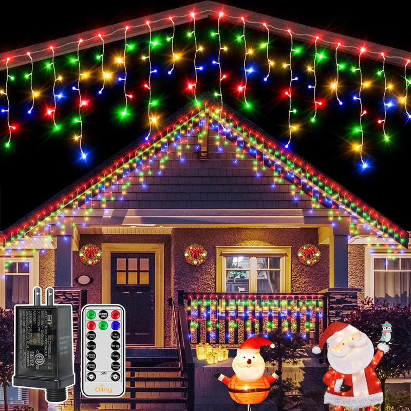 504 Led Multicolor Icicle Lights 41ft Connectable | Ollny