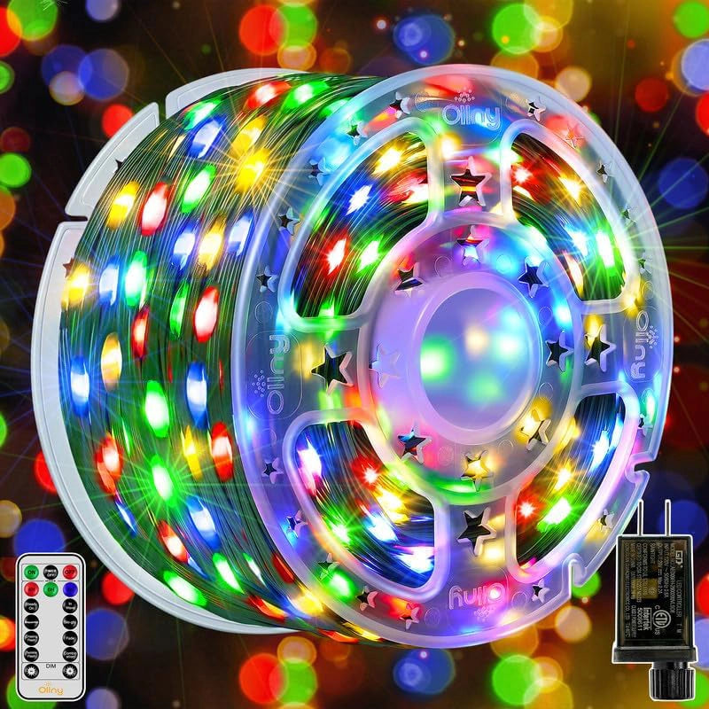 Ollny 1000 LED 330ft Multicolor IP67 Waterproof Christmas String Lights (Green Wire, Plug in, 8 Modes)