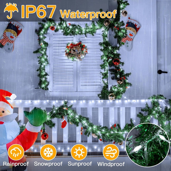 
                  
                    Ollny 600 LED 197ft Cool White IP67 Waterproof Christmas Lights (Clear Wire, Plug in, 8 Modes)
                  
                