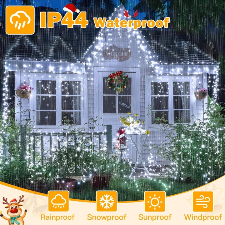 
                  
                    Ollny 720 LED 60ft Cool White Christmas Icicle Lights (Clear Cable, Plug in, 8 Modes), Connectable up to 3 Sets
                  
                