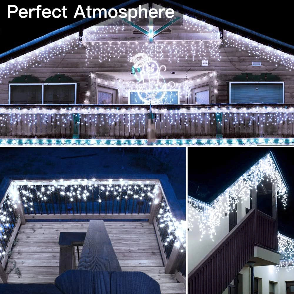 
                  
                    Ollny 720 LED 60ft Cool White Christmas Icicle Lights (Clear Cable, Plug in, 8 Modes), Connectable up to 3 Sets
                  
                