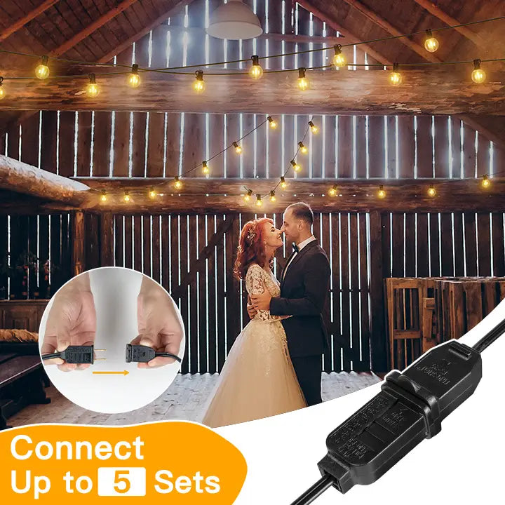 Ollny patio wedding lights are connectable up to 5 sets 750ft
