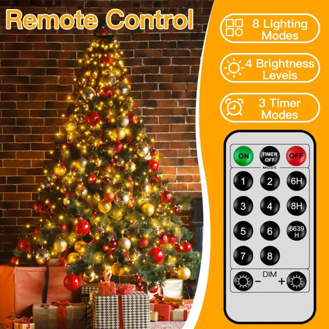 400 LED 8.2ft*16 strings Warm White Christmas Tree Lights (Green Cable, Plug in, 8 Modes)