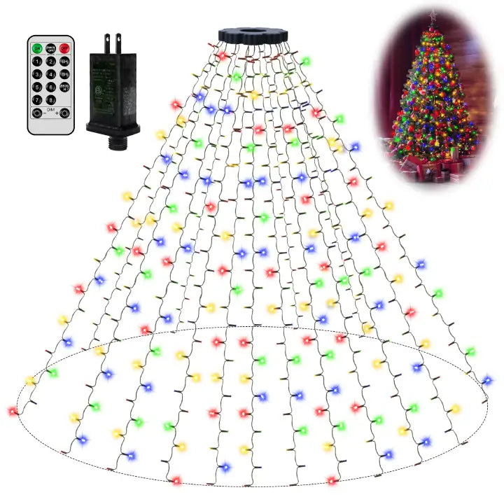 400 LED 8.2ft*16 strings Multicolor Christmas Tree Lights (Green Cable, Plug in, 8 Modes)