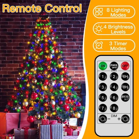 400 LED 8.2ft*16 strings Multicolor Christmas Tree Lights (Green Cable, Plug in, 8 Modes)