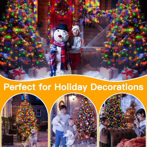 Ollny 400 LED 8.2ft*16 strings Multicolor Christmas Tree Lights (Green Cable, Plug in, 8 Modes)