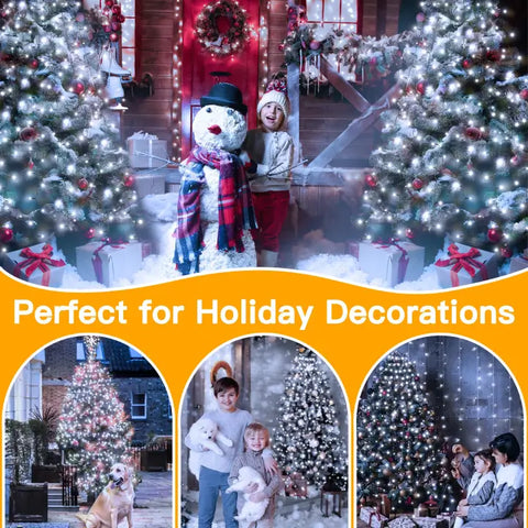 Ollny 400 LED 8.2ft*16 strings Cool White Christmas Tree Lights (Green Cable, Plug in, 8 Modes)
