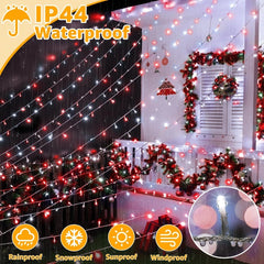 Ollny 800 LED 262ft Red&White Christmas String Lights (Clear Cable, Plug in, 8 Modes, IP44 Waterproof)