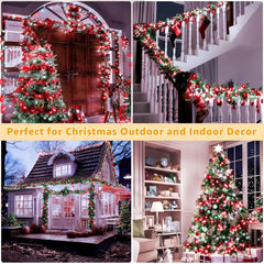 Ollny 800 LED 262ft Red&White Christmas String Lights (Clear Cable, Plug in, 8 Modes, IP44 Waterproof)
