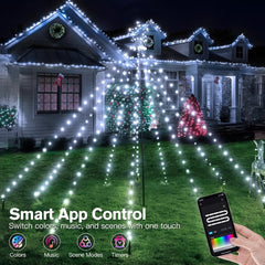 Ollny Smart RGB Christmas Tree Lights 265LED 6.6FT(130+ Modes, Remote & App Control, IP67 Waterproof)