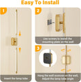 Ollny 2pcs LED Rechargeable Golden Wall Sconce for Bedroom, Living Room