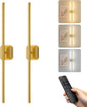Ollny 2pcs LED Rechargeable Golden Wall Sconce for Bedroom, Living Room