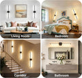 Ollny 2pcs LED Rechargeable Black Wall Sconce for Bedroom, Living Room