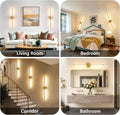 Ollny 2pcs LED Rechargeable Golden Wall Sconce for Bedroom, Living Room