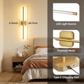 Ollny 2pcs LED Rechargeable Golden Wall Sconce for Bedroom, Living Room