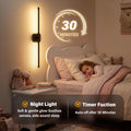 Ollny 2pcs LED Rechargeable Black Wall Sconce for Bedroom, Living Room