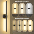 Ollny 2pcs LED Rechargeable Black Wall Sconce for Bedroom, Living Room