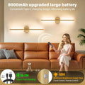 Ollny 2pcs LED Rechargeable Golden Wall Sconce for Bedroom, Living Room