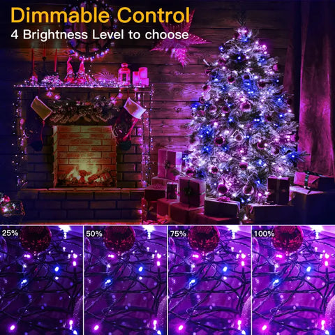 Ollny's 500 leds blue and purple Christmas lights with 4 brightness levels