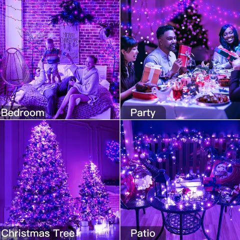 Ollny's 500 leds blue and purple Christmas lights for parties, patios, Christmas trees and bedrooms