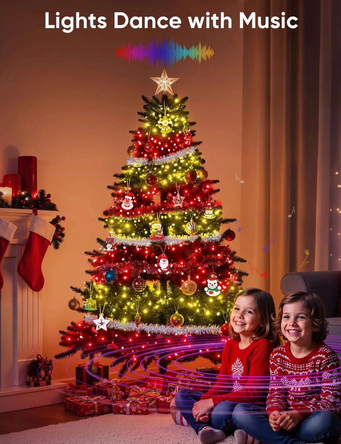 Christmas lights dance with music