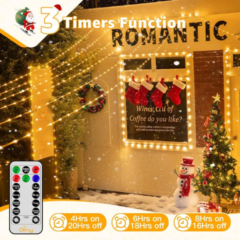 white outdoor Christmas lights 3 timer function
