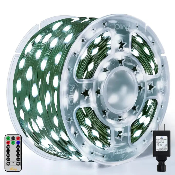Ollny's 1000 leds 330ft cool white IP67 waterproof Christmas lights with reel