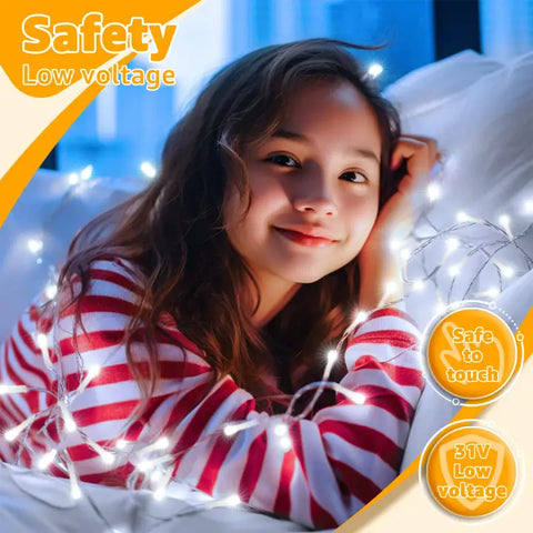 Ollny 120 LED 40ft Cool White Connectable String Lights (Clear Cable, Plug in, 8 Modes)