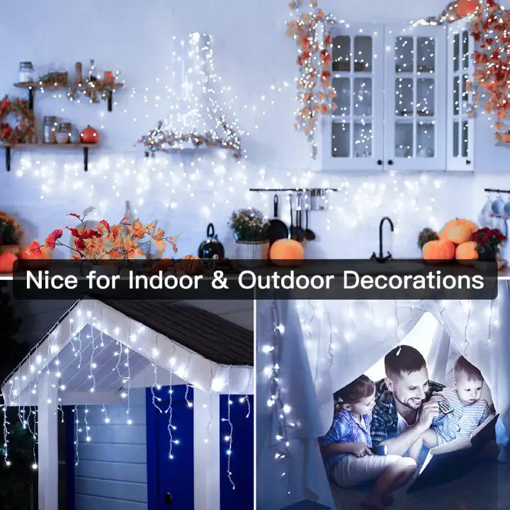 
                  
                    Ollny's 396 led 32ft cool white icicle lights are nice for indoor & outdoor decorations
                  
                