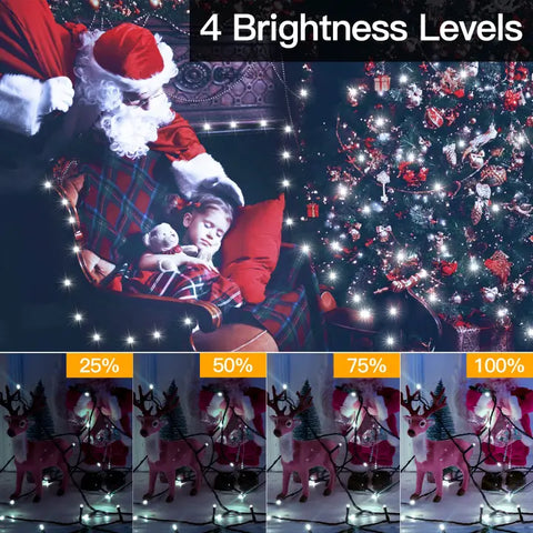 400 LED 132ft Cool White Christmas Lights (Green Cable, Plug in, 8 Modes, IP44 Waterproof)