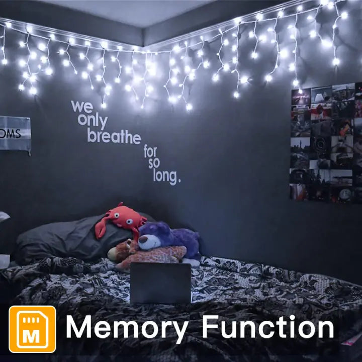 
                  
                    Ollny's 486 leds cool white icicle lights with memory function
                  
                
