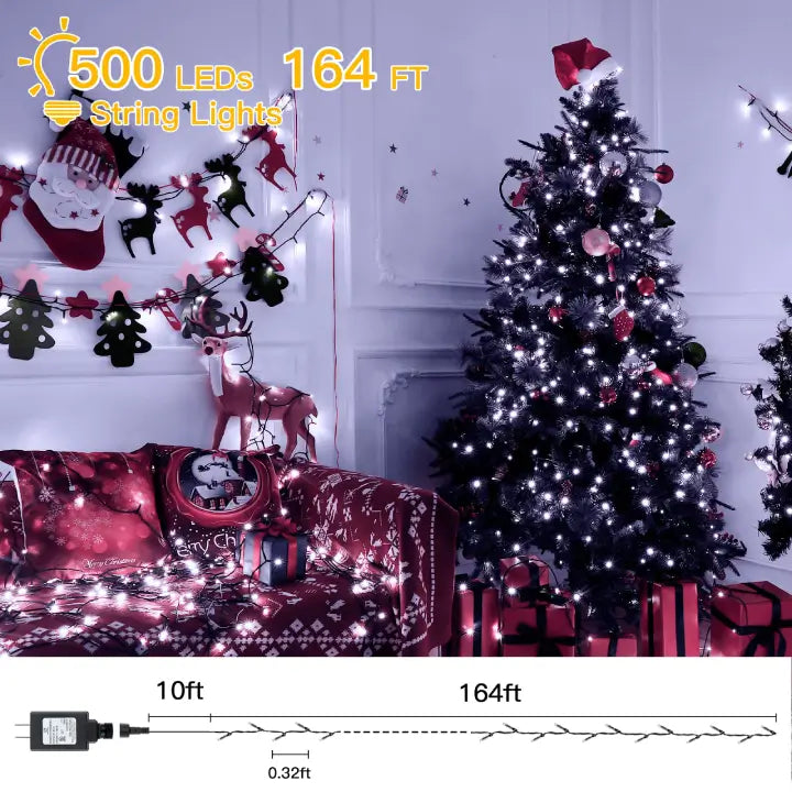Length instructions for Ollny's 500 leds cool white Christmas lights