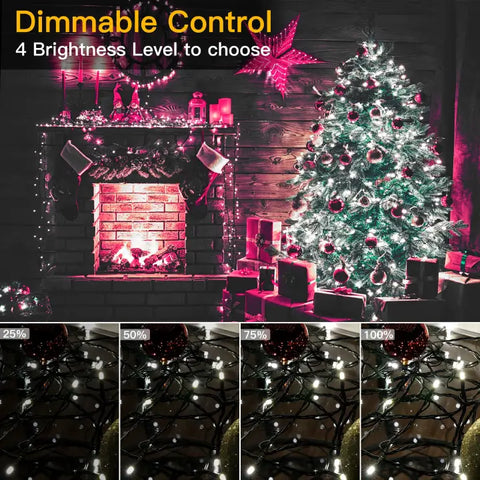 Ollny's 500 leds cool white Christmas lights with 4 brightness levels