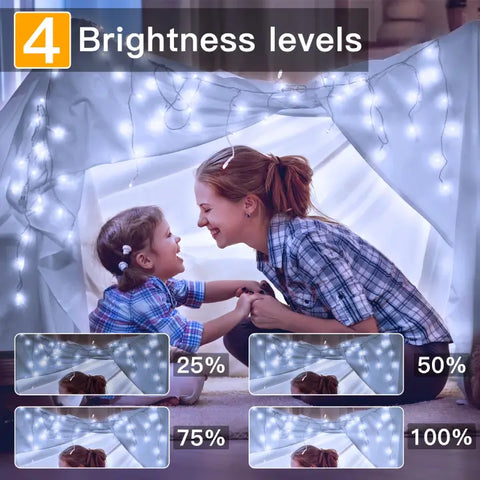 594 LED 49ft Cool White Christmas Icicle Lights (Clear Cable, Plug in, 8 Modes), Connectable up to 3 Sets