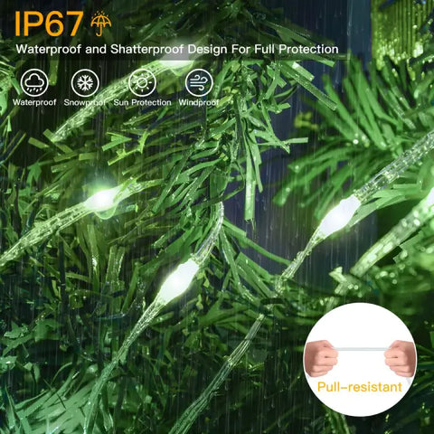 Ollny's 600 leds clear wire cool white Christmas lights are IP67 waterproof