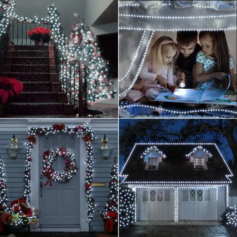 Ollny's 600 leds clear wire cool white Christmas lights are great for holiday decoartions