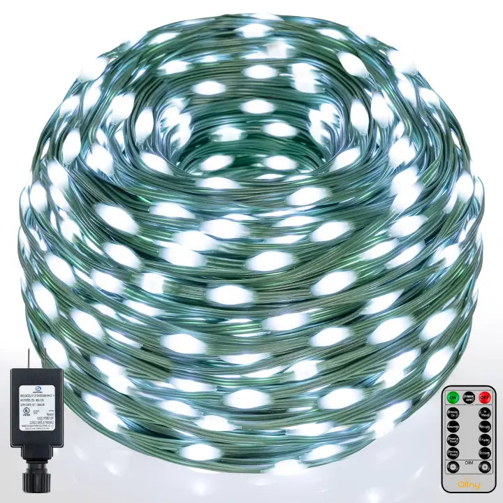 Ollny's 800 leds 262ft cool white IP67 waterproof Christmas lights green wire