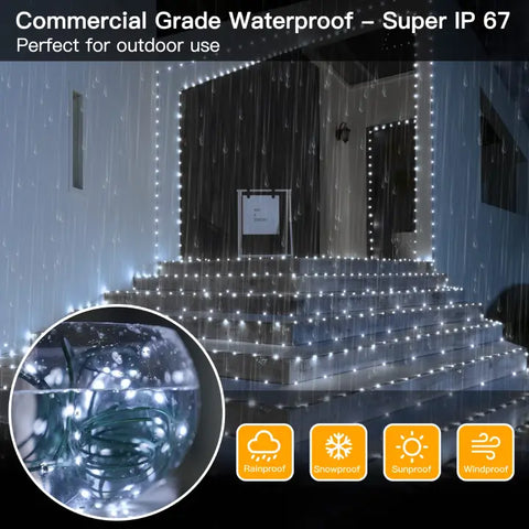 Ollny's 900 leds cool white Christmas lights are IP67 waterproof