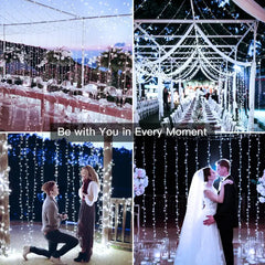 Ollny's 300 leds cool white curtain lights for weddings