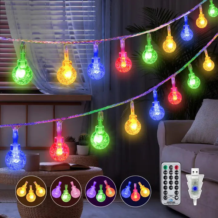 Ollny's 100 leds 49ft warm white/multicolor fairy globe string lights
