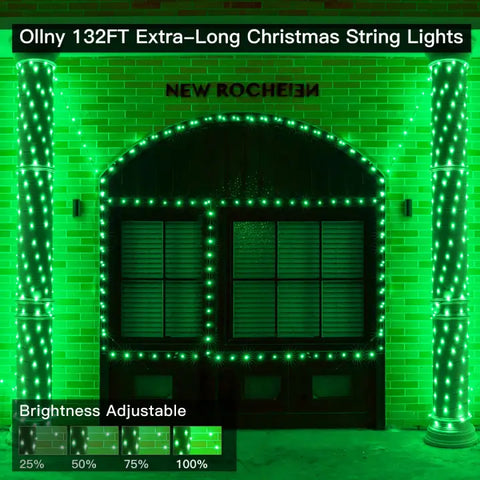Ollny's 400 leds 132ft green string lights with 4 brightness levels