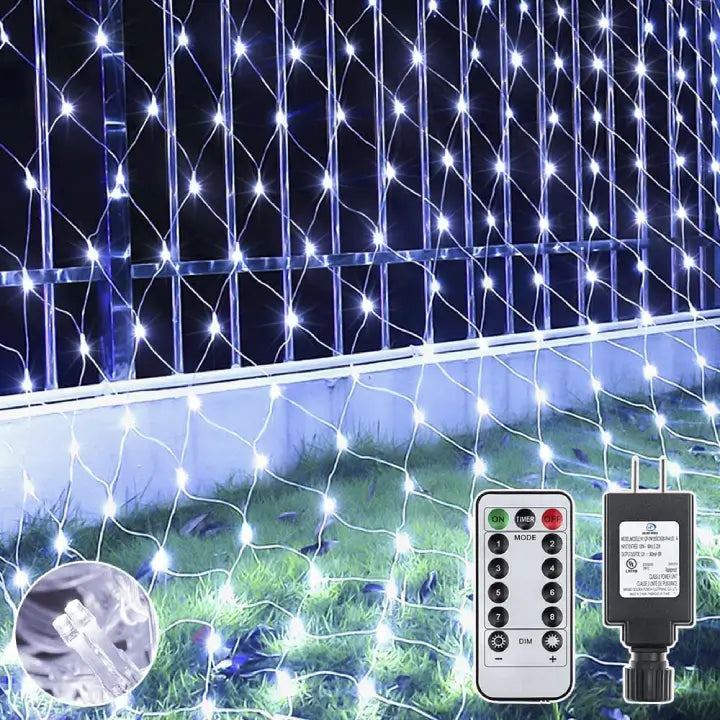 Ollny's 200 leds 6.6ft*9.8ft cool white net lights clear cable