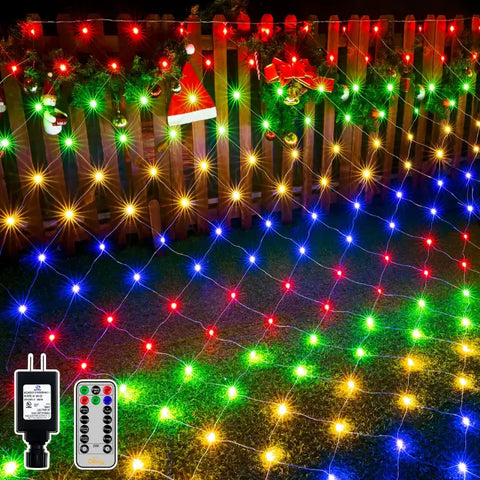 Ollny's 200 leds 9.8ft*6.6ft multicolor IP67 waterproof net lights