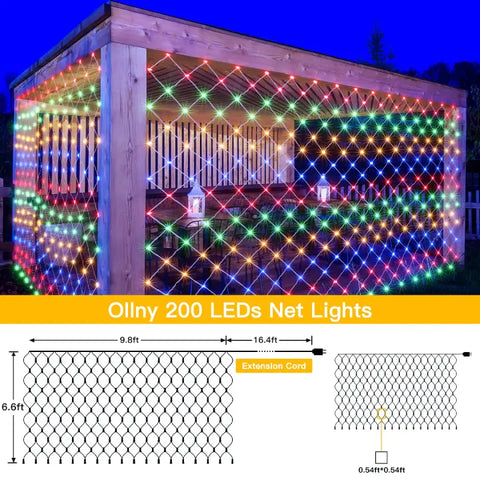 Length instructions for Ollny's 200 leds multicolor IP67 net lights