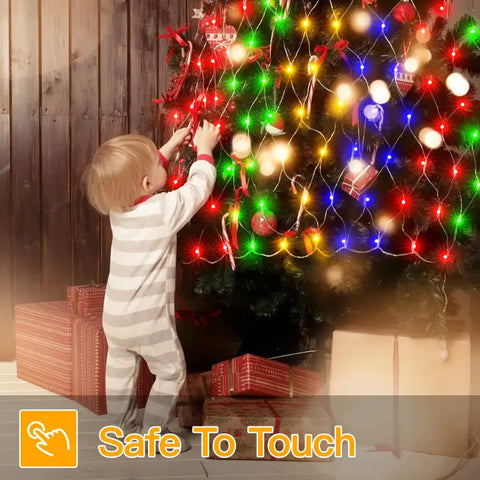Ollny's 200 leds multicolor IP67 net lights are safe to touch