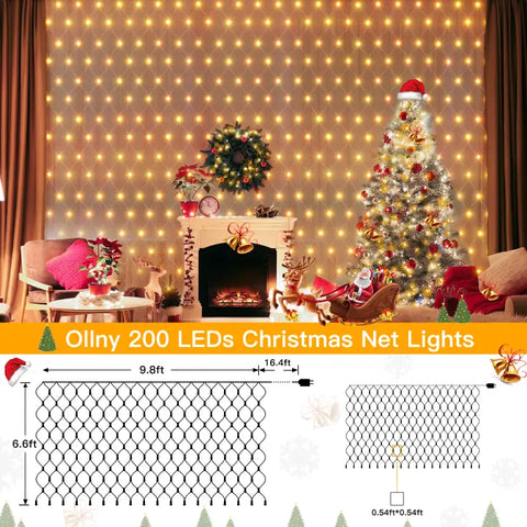 Length instructions for Ollny's 200 leds warm white IP67 net lights