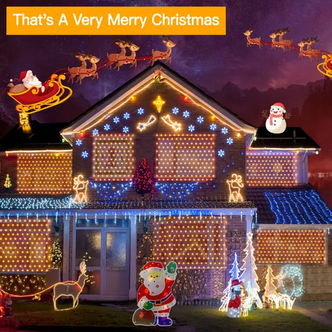 Ollny's 200 leds warm white IP67 net lights are great for Christmas