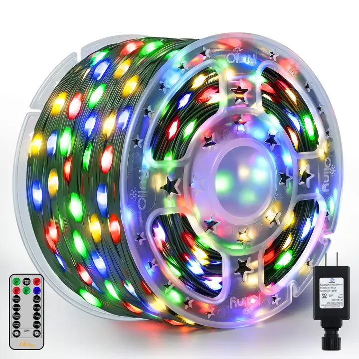 Ollny's 1000 leds 330ft multicolor IP67 waterproof Christmas lights with reel